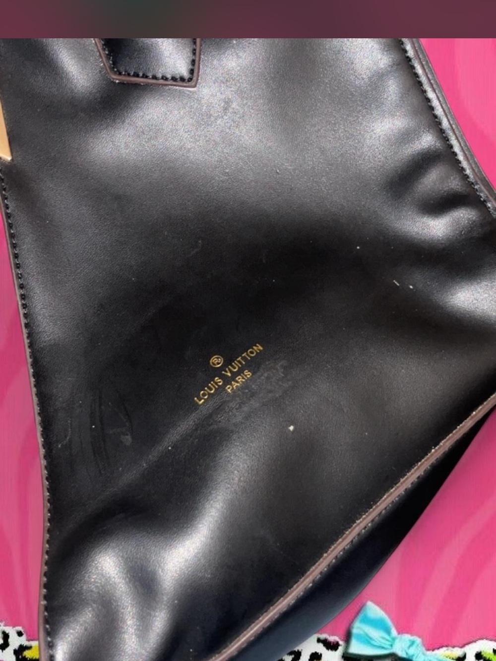 Louis Vuitton Brown Monogram & Black Leather Tote - Picture 6 of 7